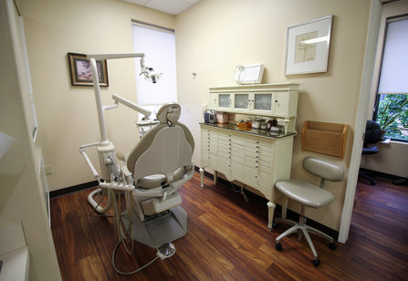 Our operatory with the antique 1902 dental cabinet